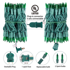 1 x 25 Feet / 100 Bulbs / Green