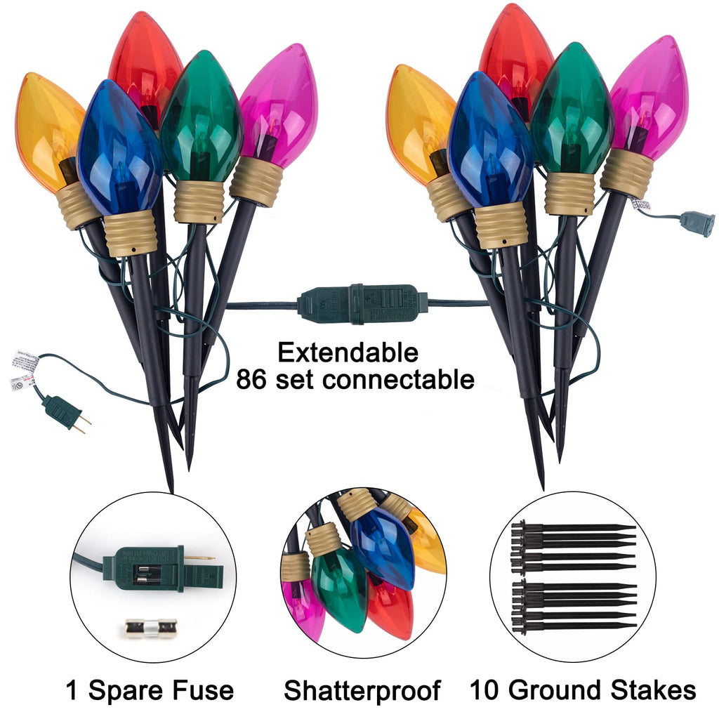 2 Pack / 8.5 Feet / 5 Bulbs / Multicolor