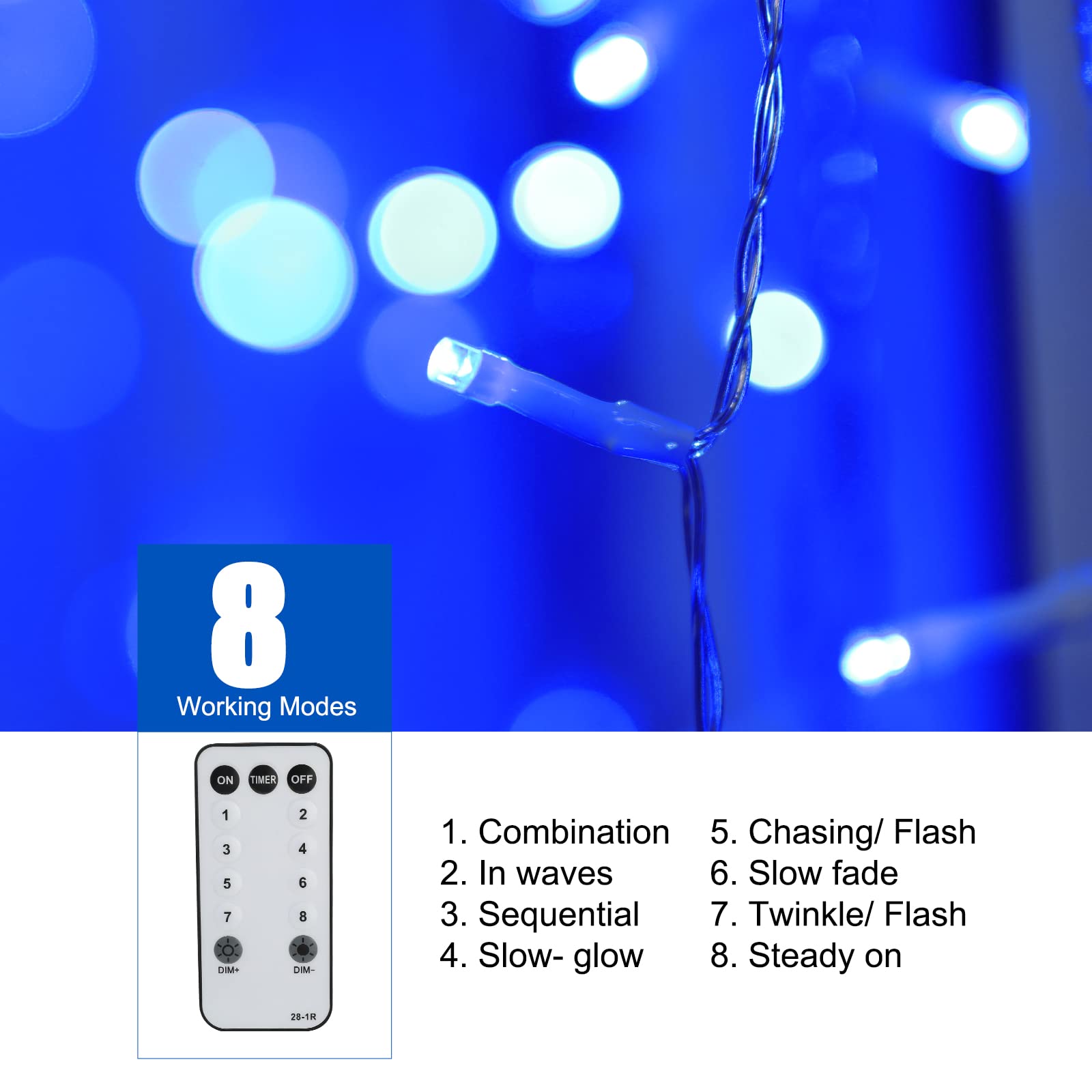 33 Feet / 72 Drops / 384 LED / Blue