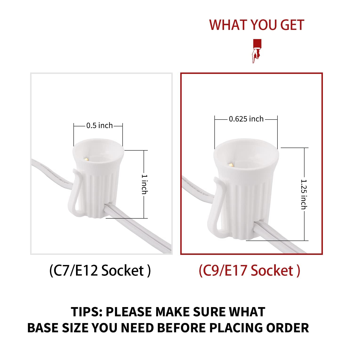 1 x 50 Feet / 50 Sockets / White Wire