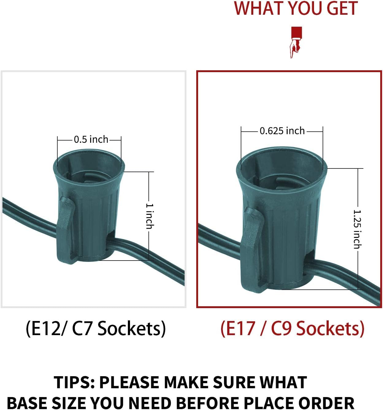 1 x 50 Feet / 50 Sockets / Green Wire