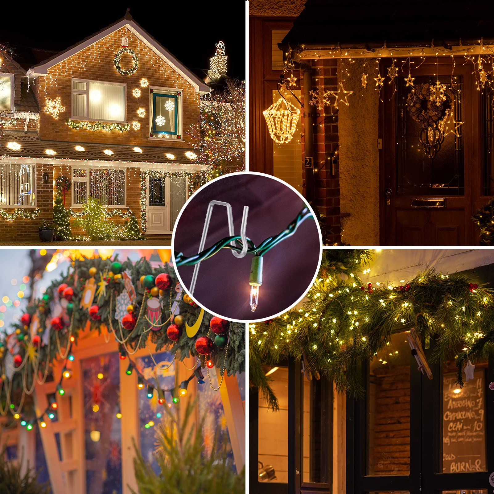 Christmas Light Clips Metal Gutter Hooks for Outdoor String Lights