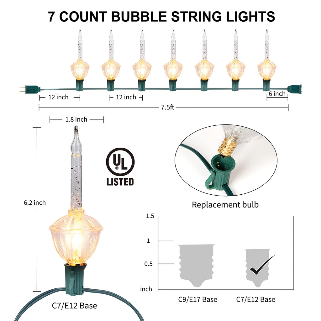 1 x 7.5 Feet / 7 Lights / Warm White