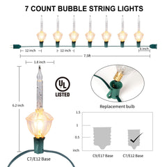 1 x 7.5 Feet / 7 Lights / Warm White