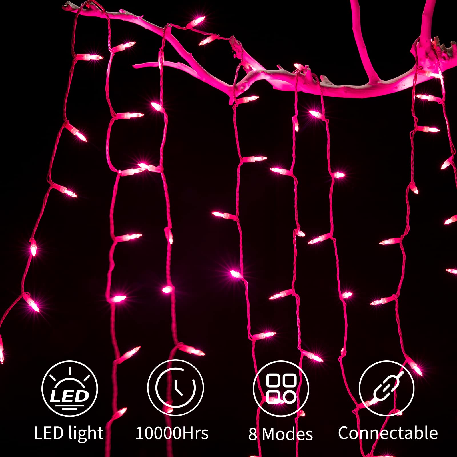 39 Feet / 100 LED / Pink / Pink Wire