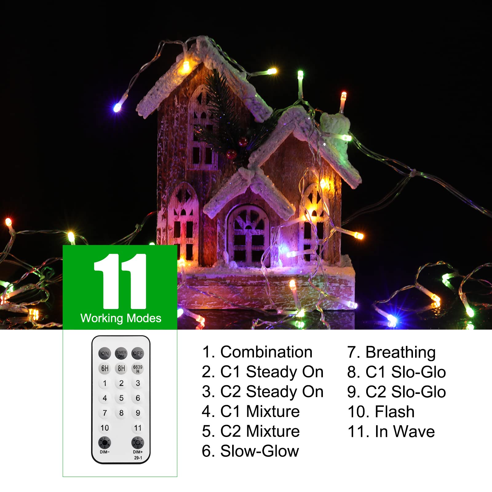 40 Feet / 108 Drops / 612 LED / Warm White and Multicolor
