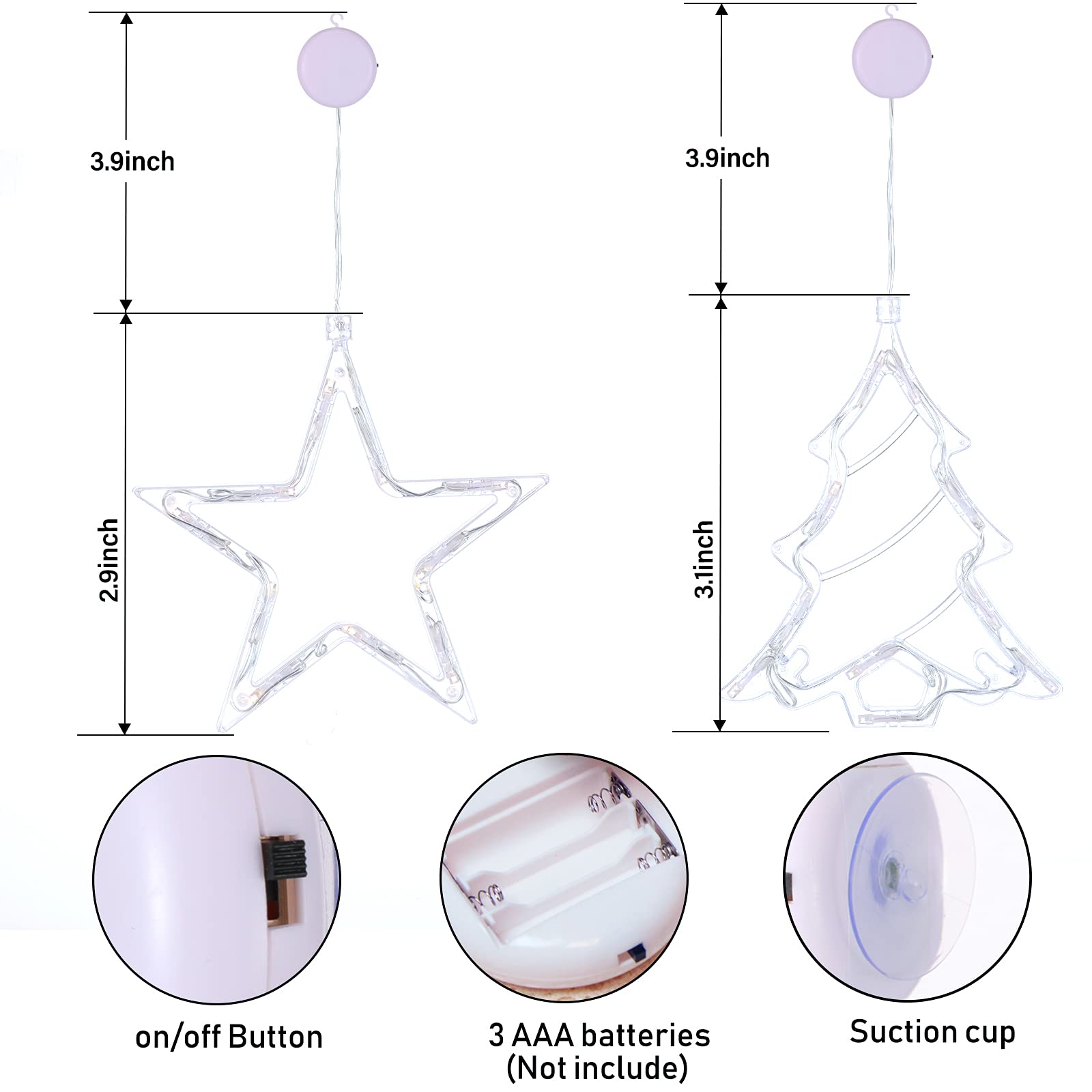Christmas Window Silhouette Lights, 3PCs Battery Operated