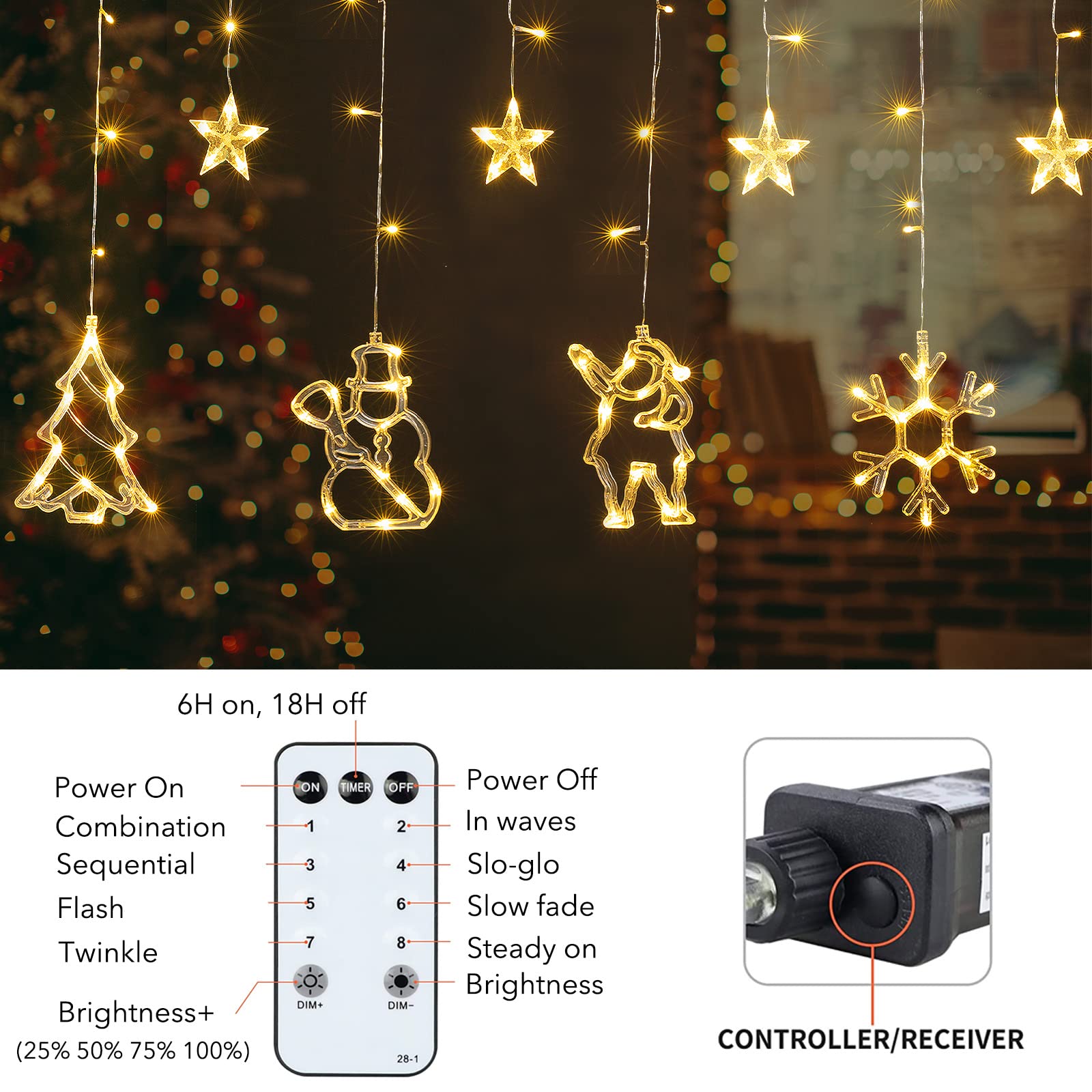 Christmas Twinkle Fairy Lights with Adapter & Remote, 8 Modes