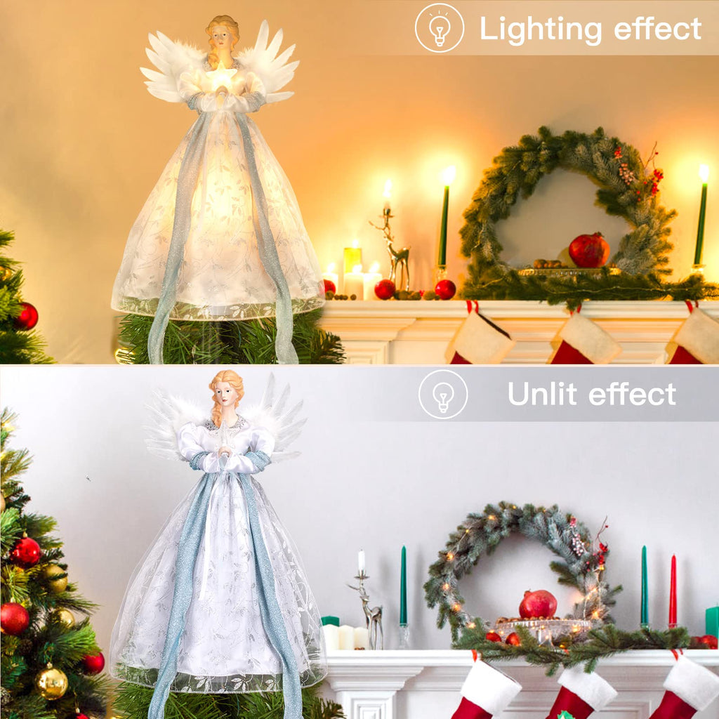 16.9 Inches / Angel with Star / Warm White