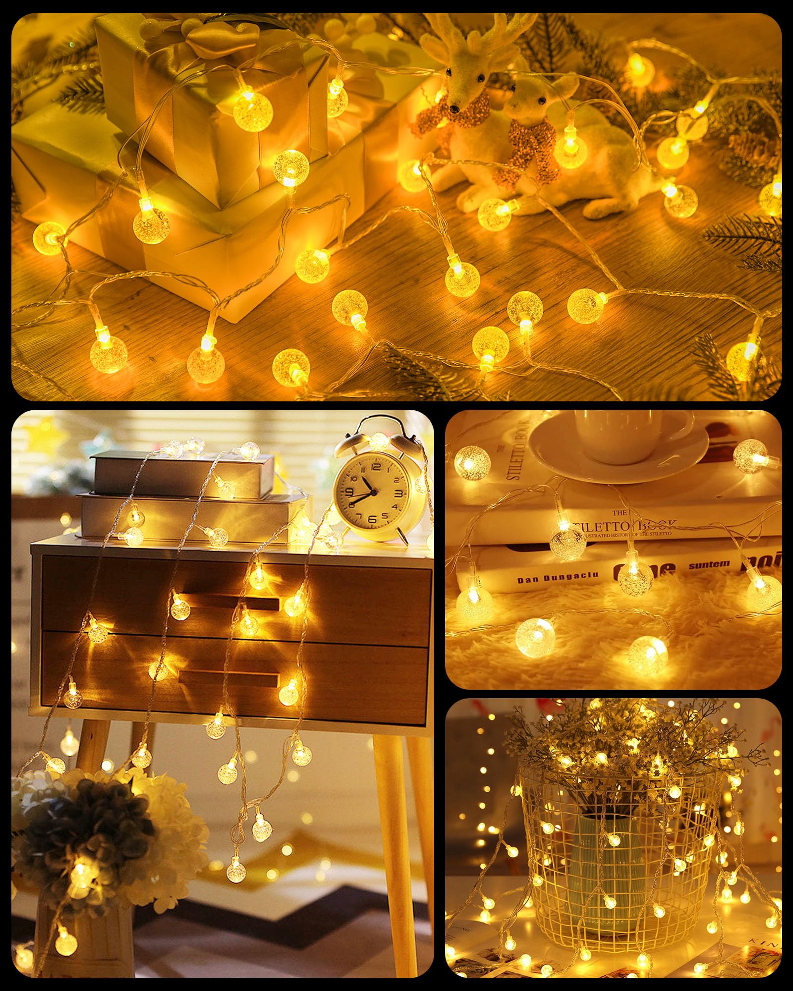 Crystal Globe String Lights, 16 Colors 7 Modes with Remote