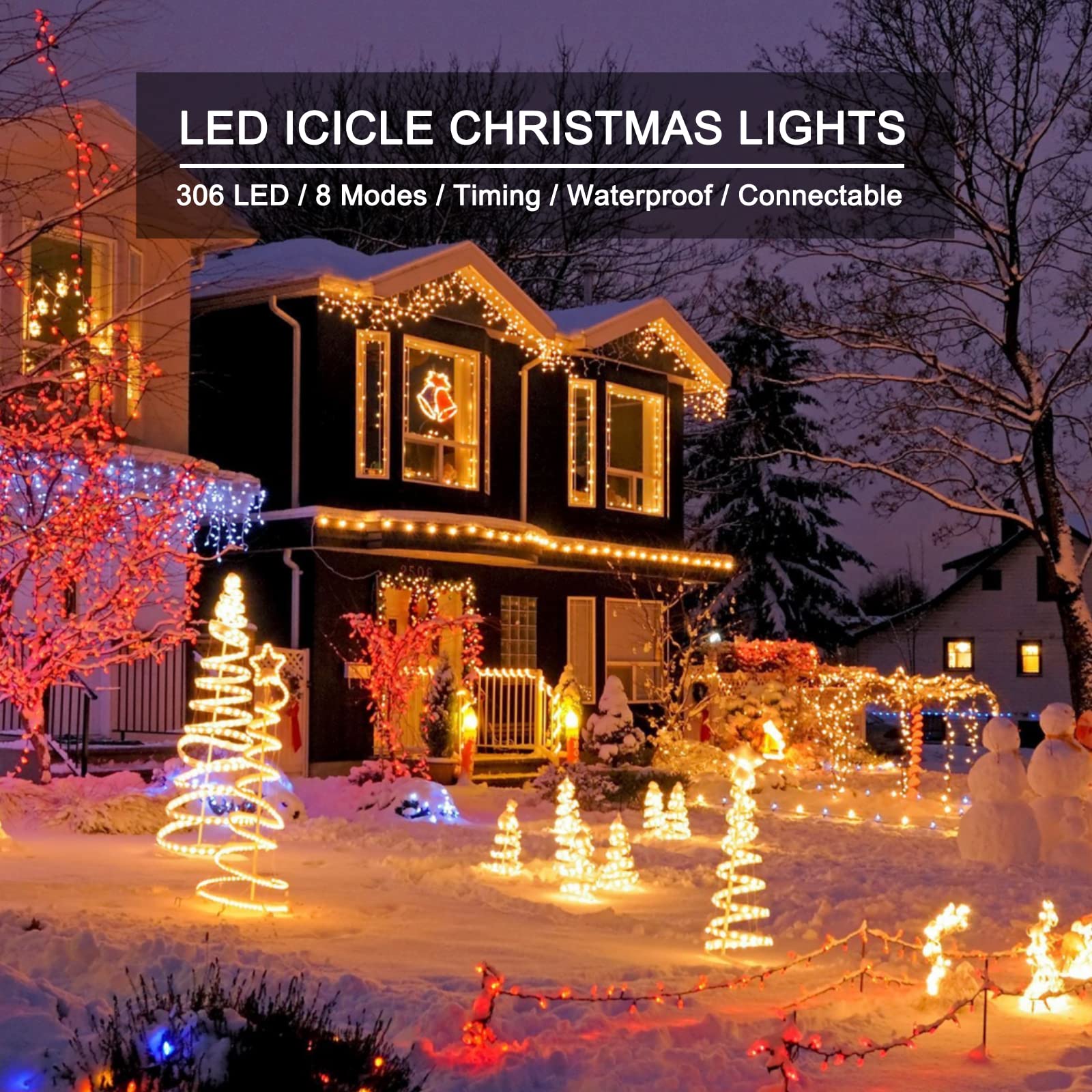 19.6 Feet / 54 Drops / 306 LED / Warm White
