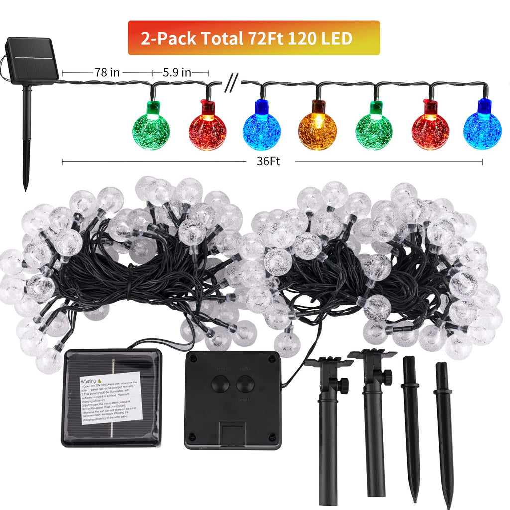 2 x 35 Feet / 60 LED / Crystal Globe / Multicolor