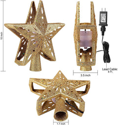 10 Inches / Golden Star Topper / Snowflake Projection