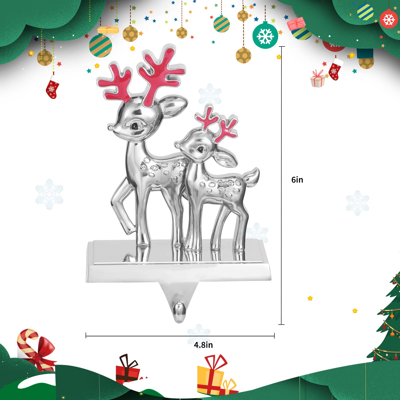 2 x Double Reindeer / Silver Red