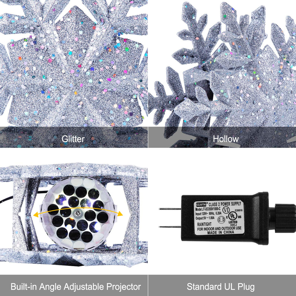 9.6 Inches / Silver Snowflake Topper / Snowflake Projection