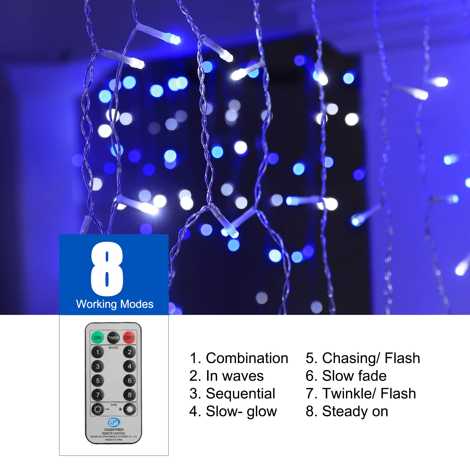 40 Feet / 81 Drops / 432 LED / Blue and White