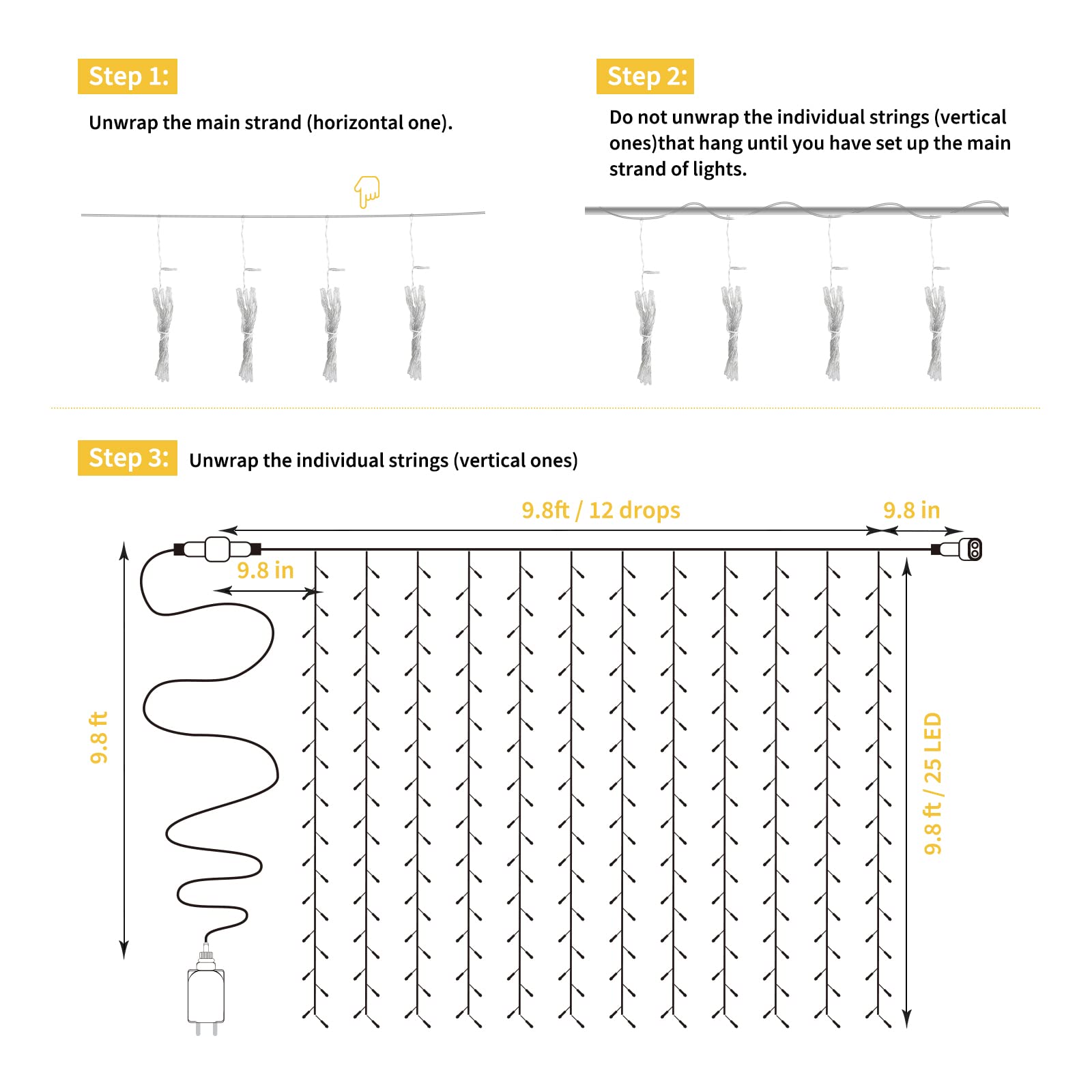 9.8 Feet / 300 LED / Warm White