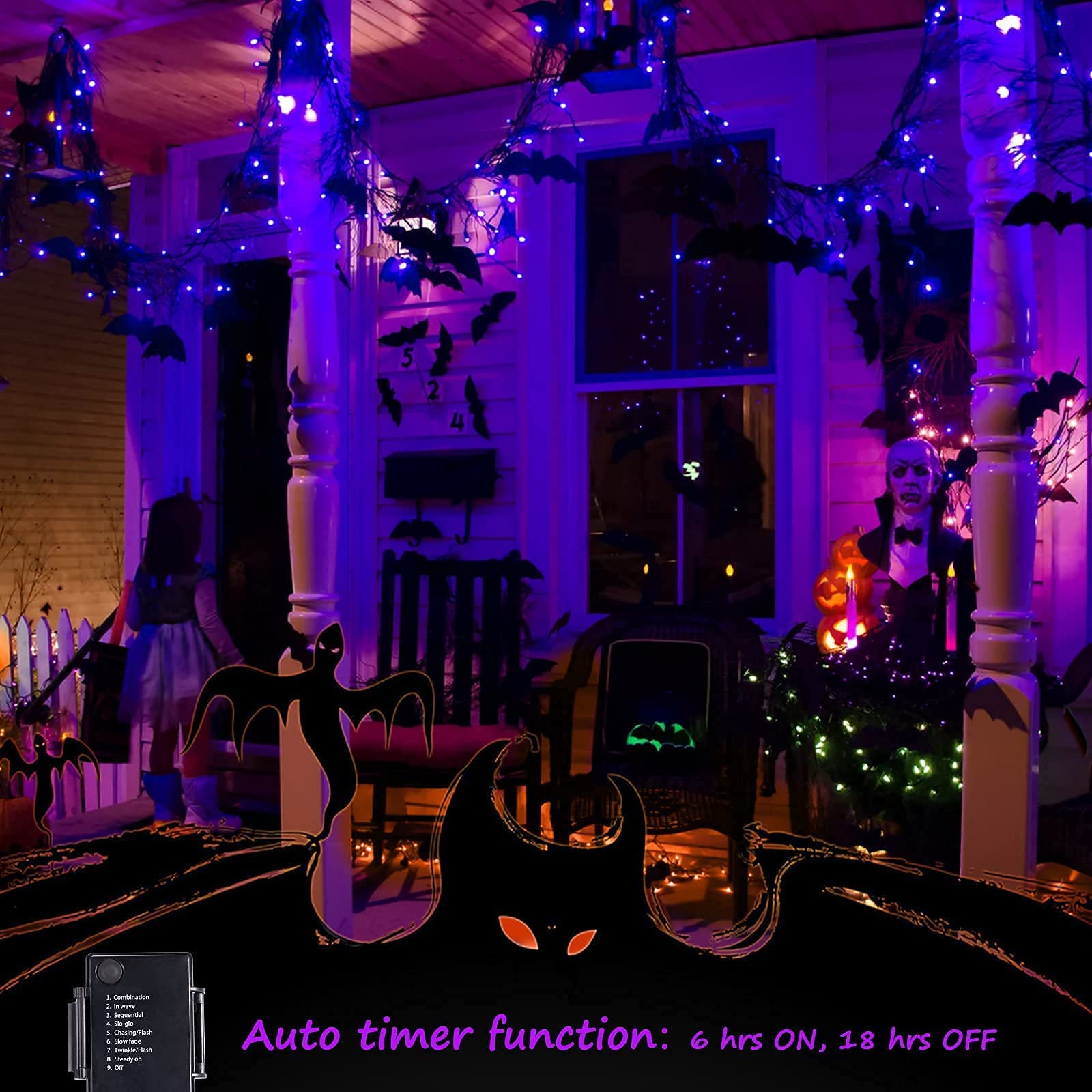2 x 18 Feet / 50 LED / Purple / Black Wire