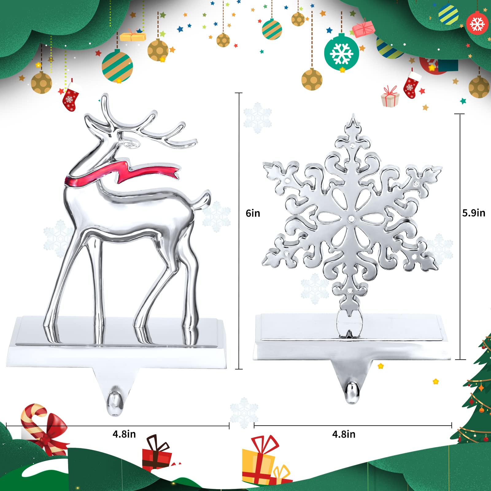 1 x Reindeer & Snowflake / Silver