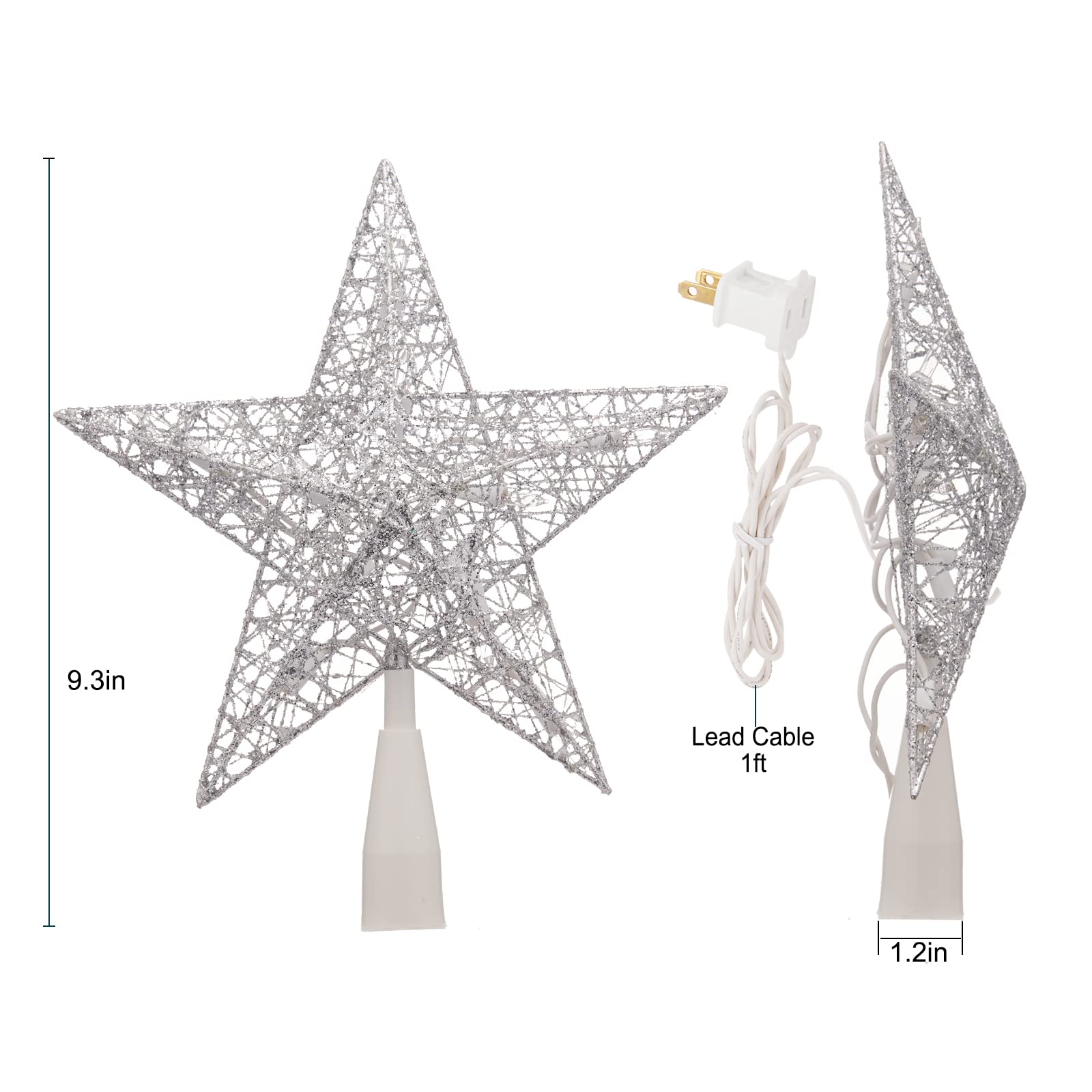 9.3 Inches / 10 Bulbs / Silver Twined Star