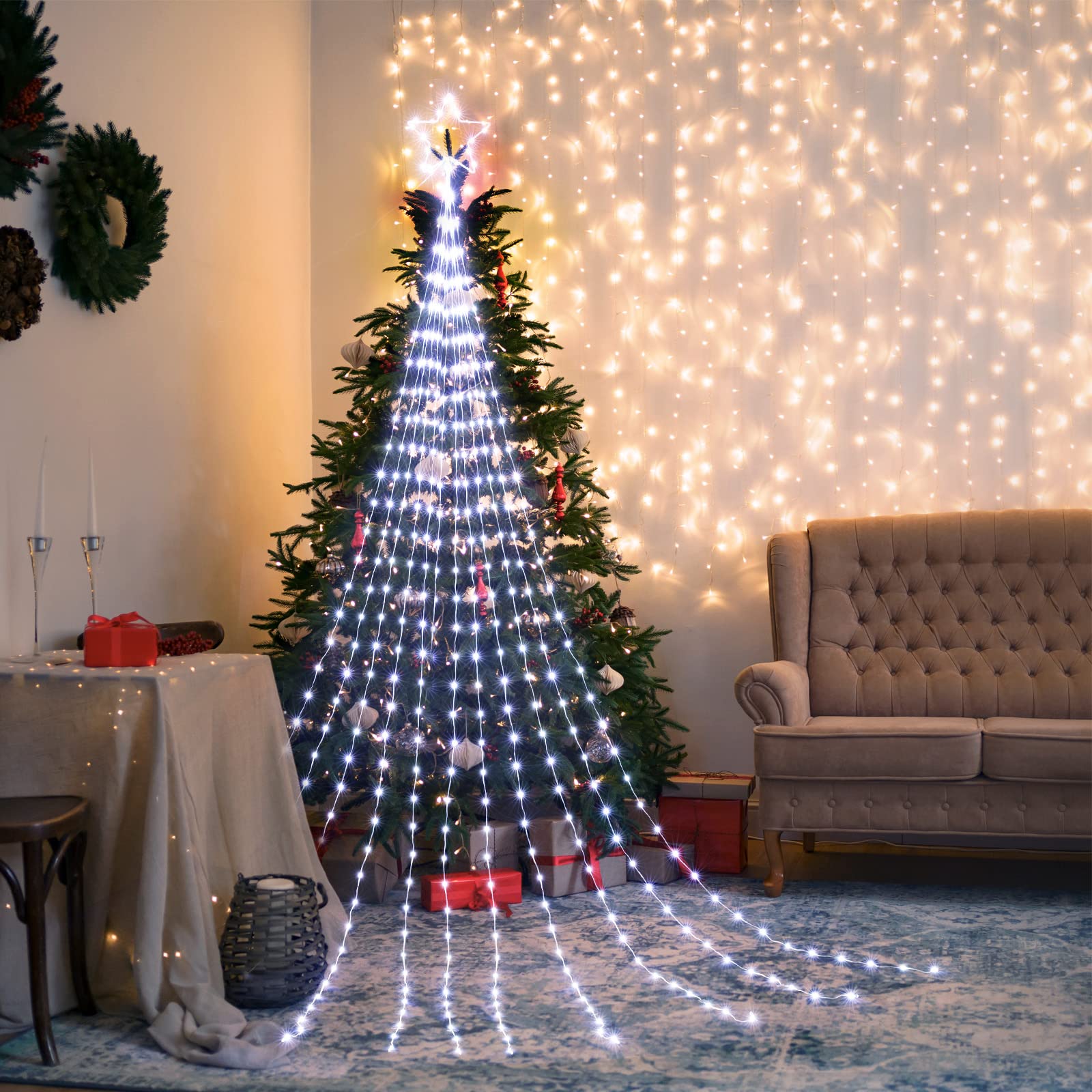 Christmas Tree String Lights with Star Topper