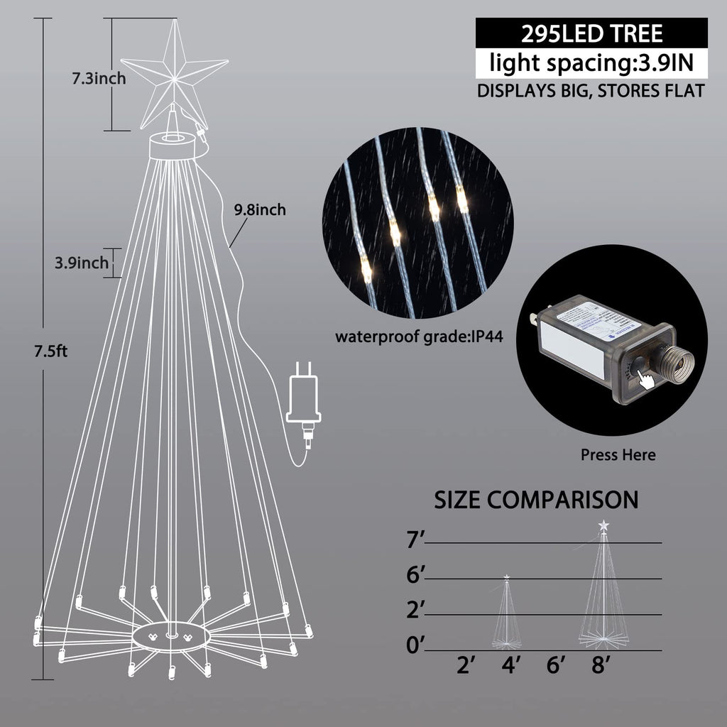 7.5 Feet / 15 Drops / 295 LED