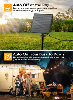 Solar ST38 Vintage LED Bulb String Lights, 3 Modes