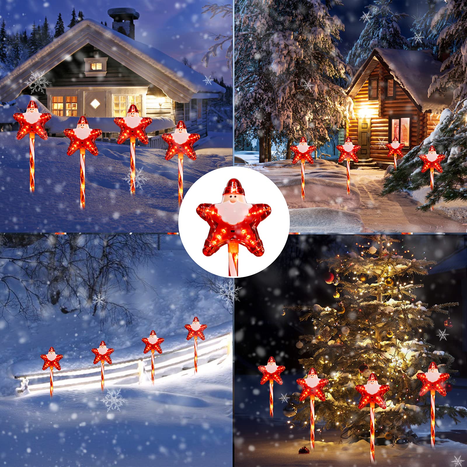 15.8 Feet / 4 Santa Star Lights / Twinkle