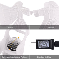 10.4 Inches / White Angel Topper / Snowflake Projection