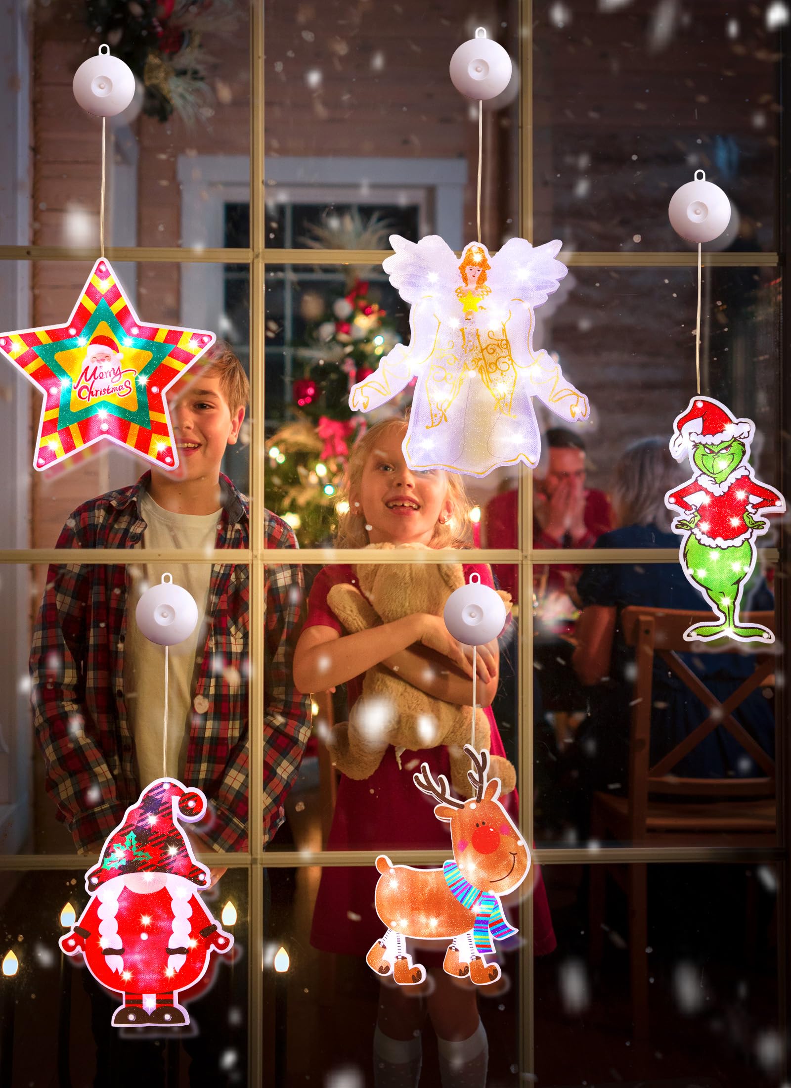 Christmas Window Silhouette Lights, 5PCs Battery Operated