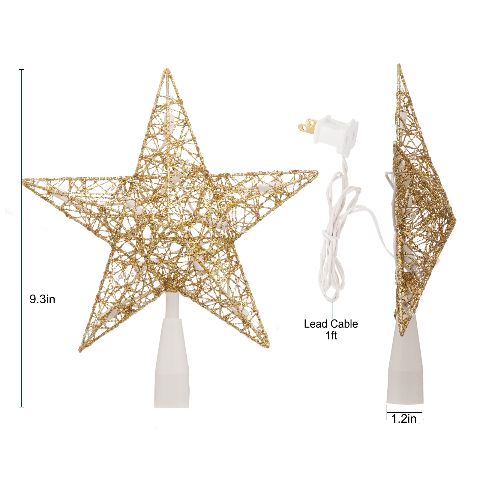 9.3 Inches / 10 Bulbs / Golden Twined Star