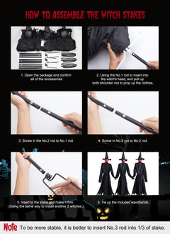 Halloween Battery Operated LED Witches with Stakes & Scary Screaming, 3PC