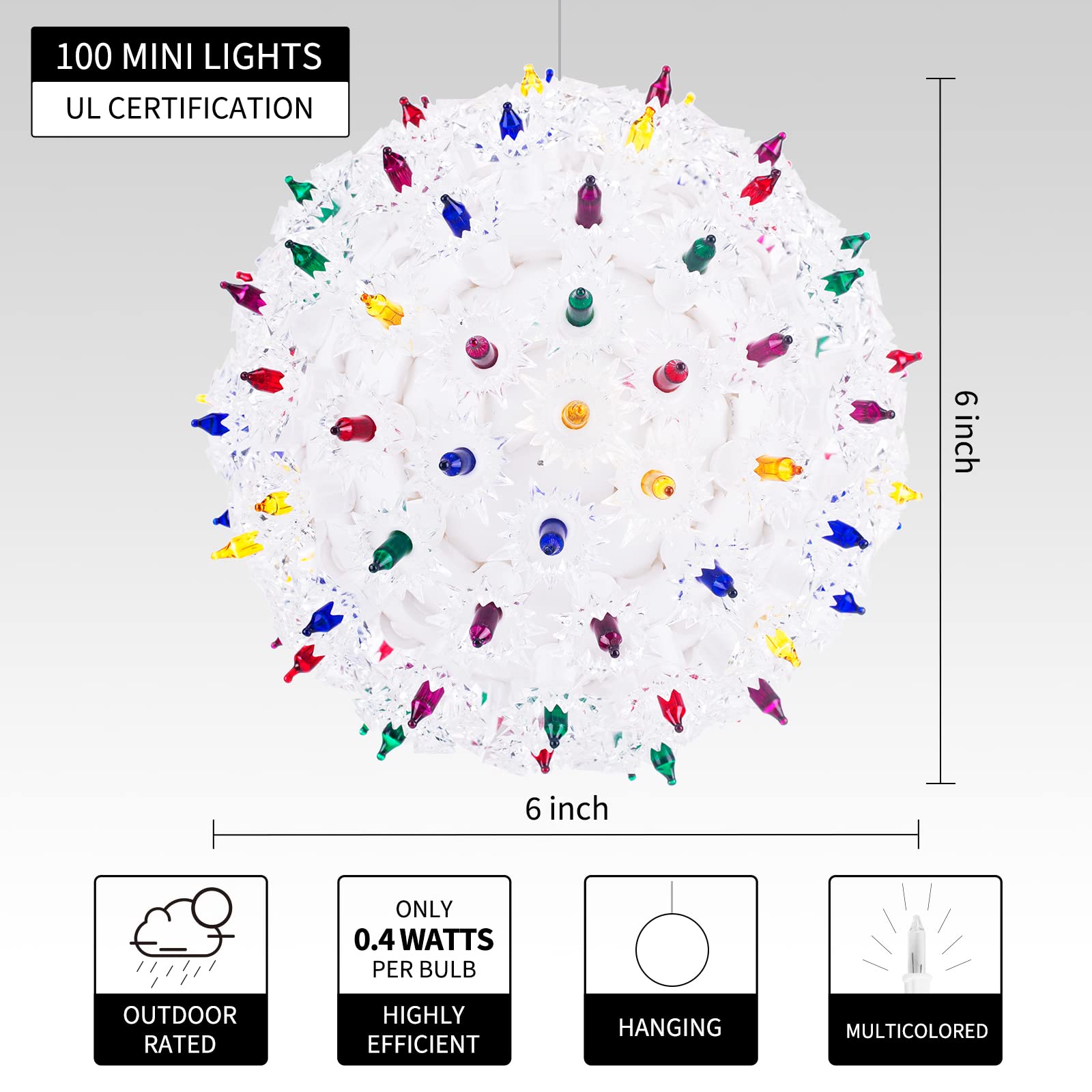1 x 6 Inches / 100 Bulbs / Multicolor