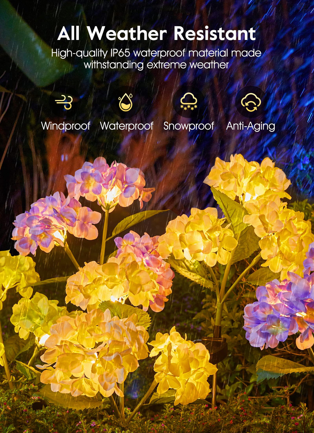 1 x 3 Pack / Hydrangea / LED