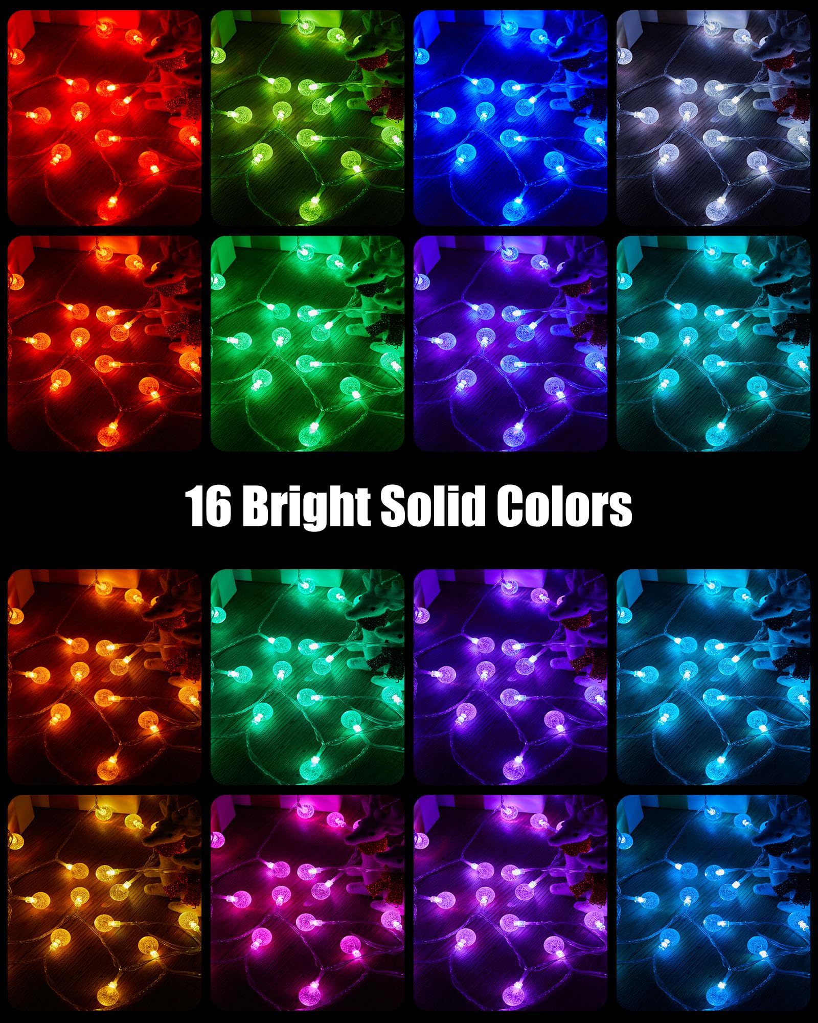 Crystal Globe String Lights, 16 Colors 7 Modes with Remote