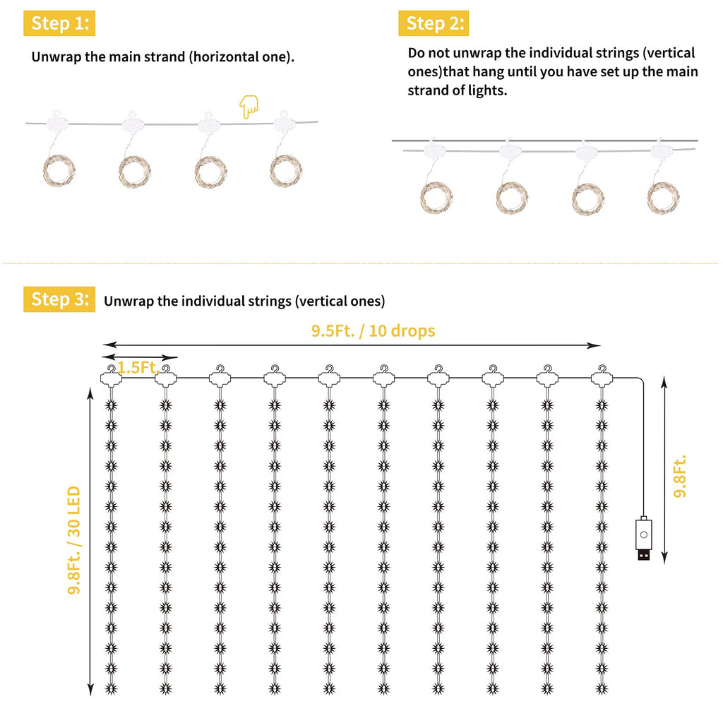 9.8 Feet / 300 LED / Warm White / USB