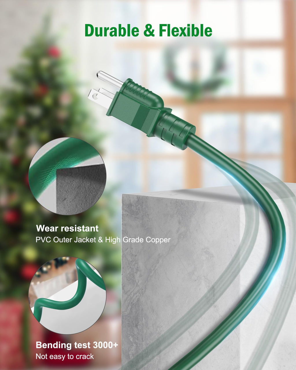 18 FT / 3 Outlets / Green