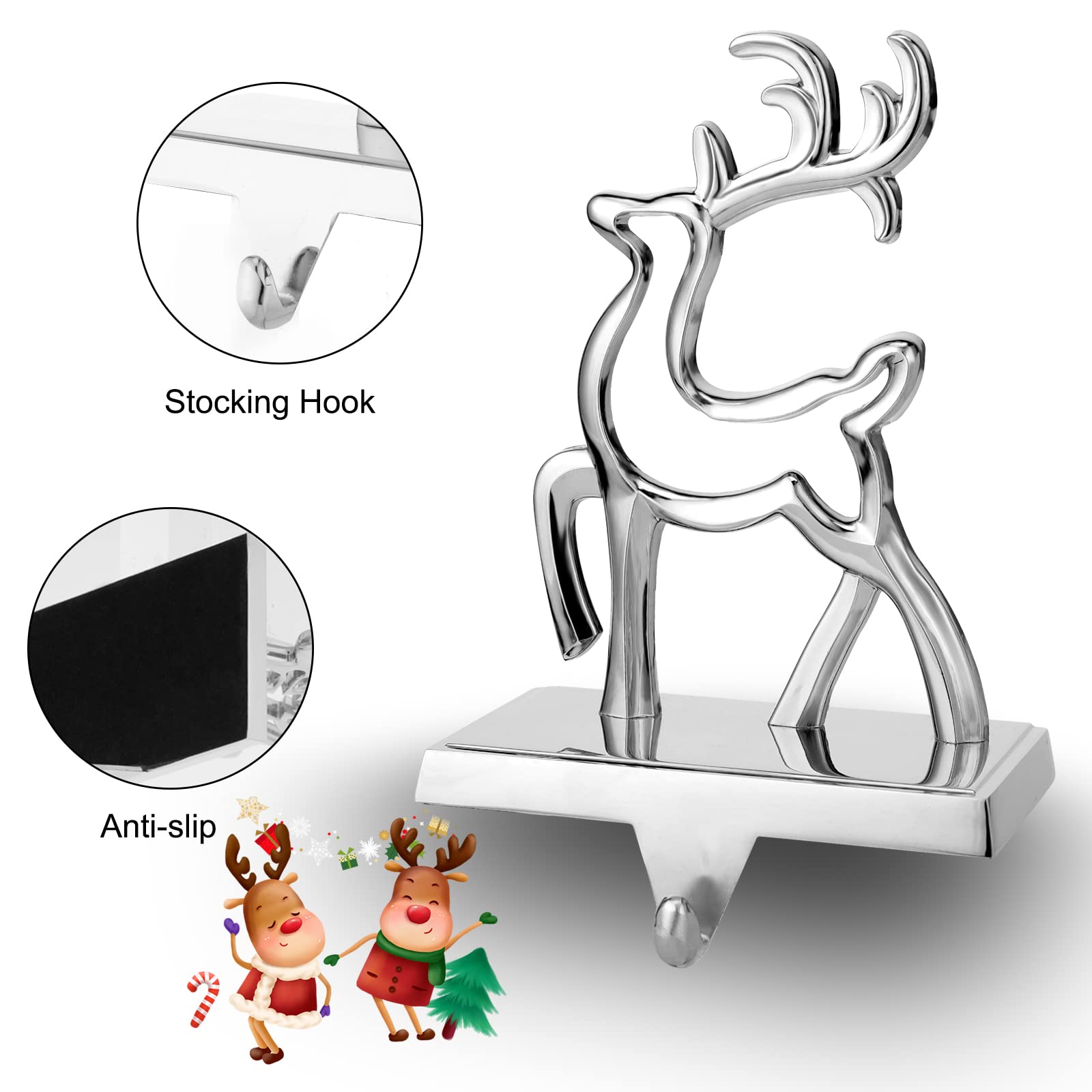 4 Holder / Reindeer & Pinetree Car / Silver