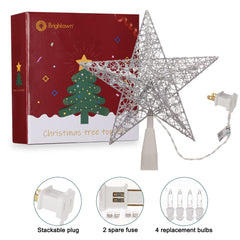 9.3 Inches / 10 Bulbs / Silver Twined Star