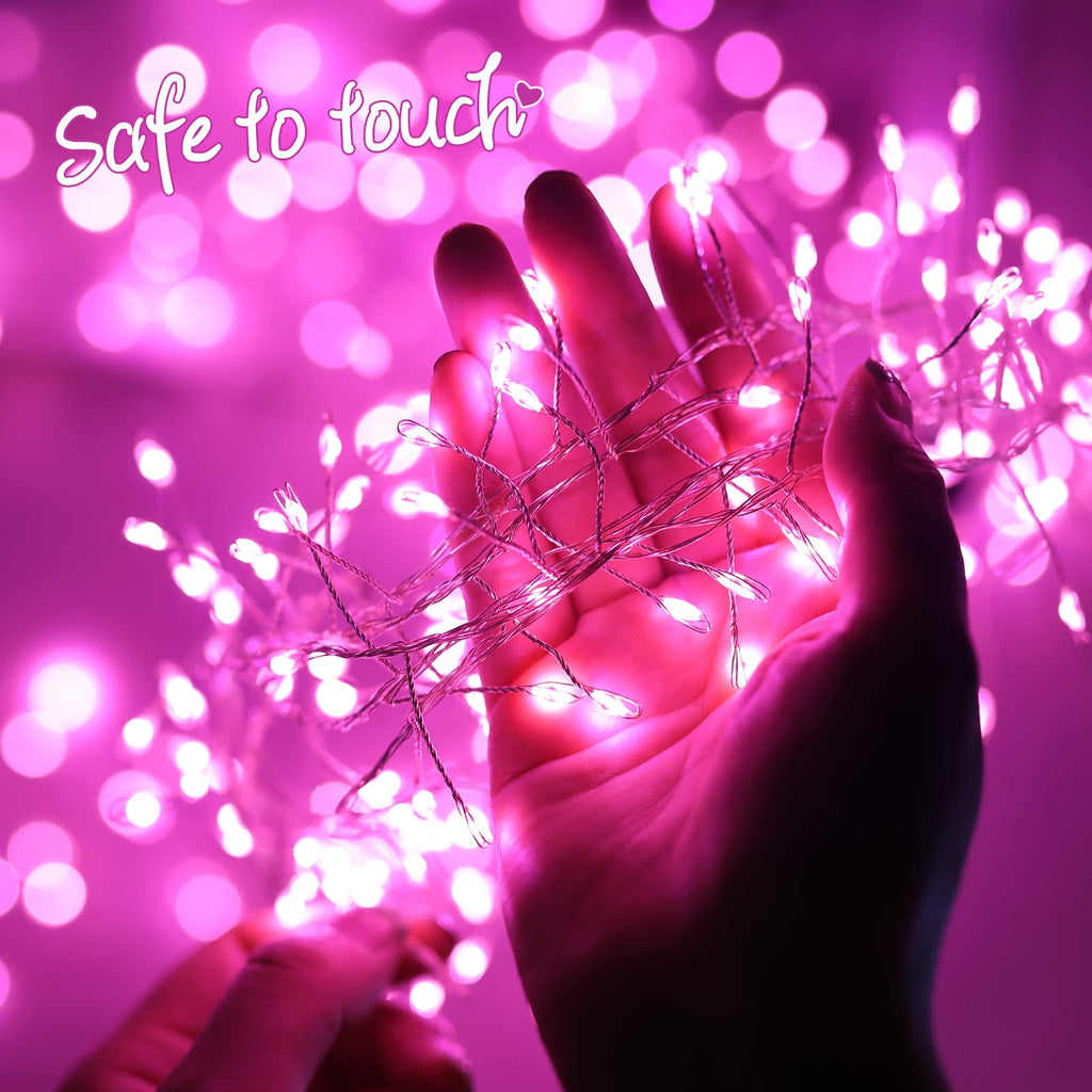 1 x 10 Feet / 200 LED / Pink / Silver Wire