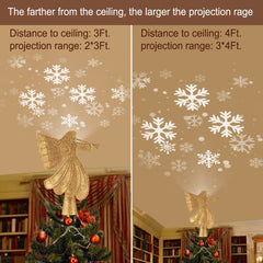10.4 Inches / Golden Angel Topper / Snowflake Projection