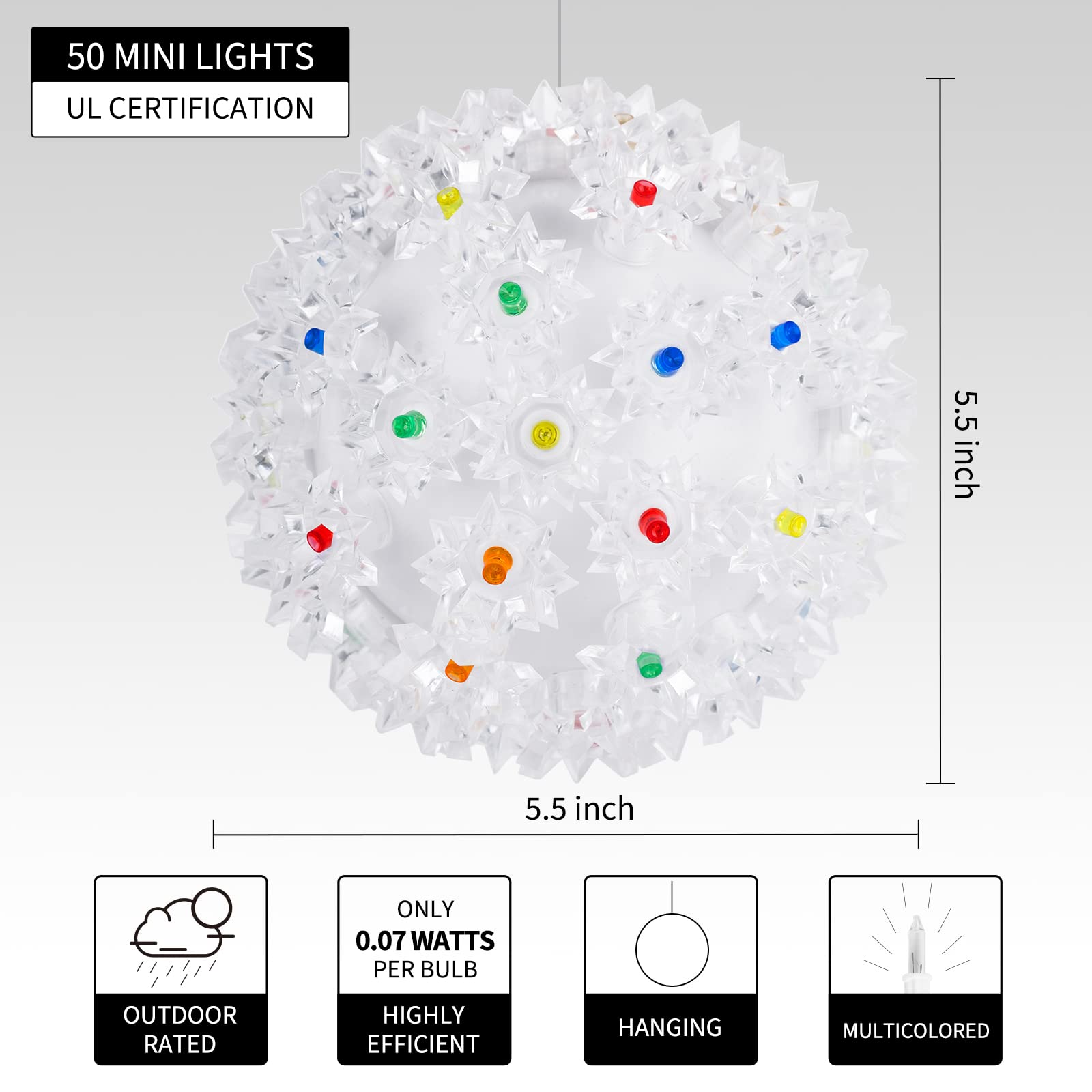 3 x 5.5 Inches / 50 LED / Multicolor