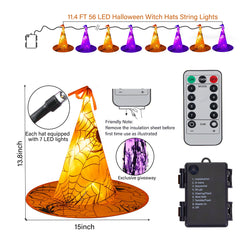 Halloween Battery Operated LED Witch Hat Lights with Remote