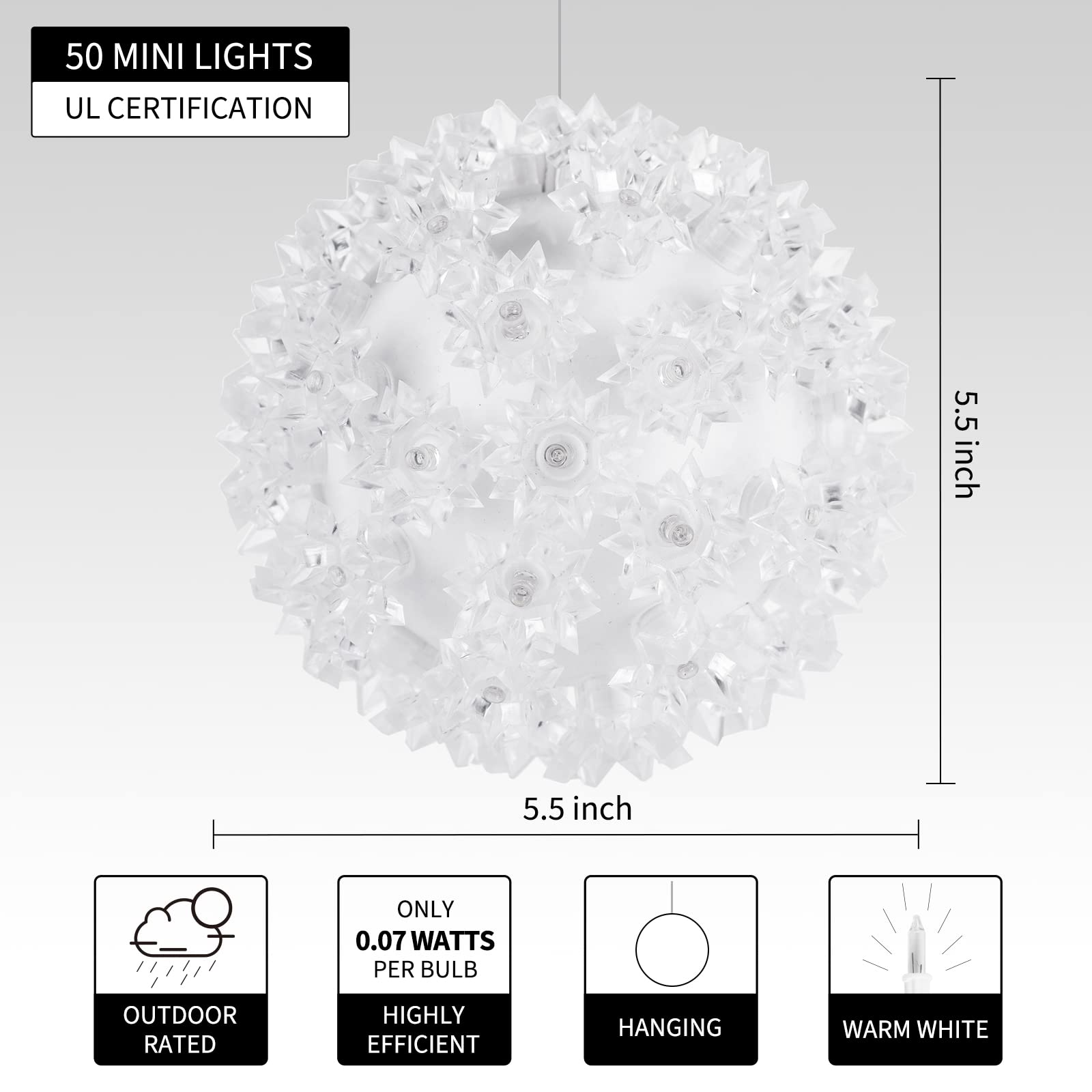3 x 5.5 Inches / 50 LED / Warm White