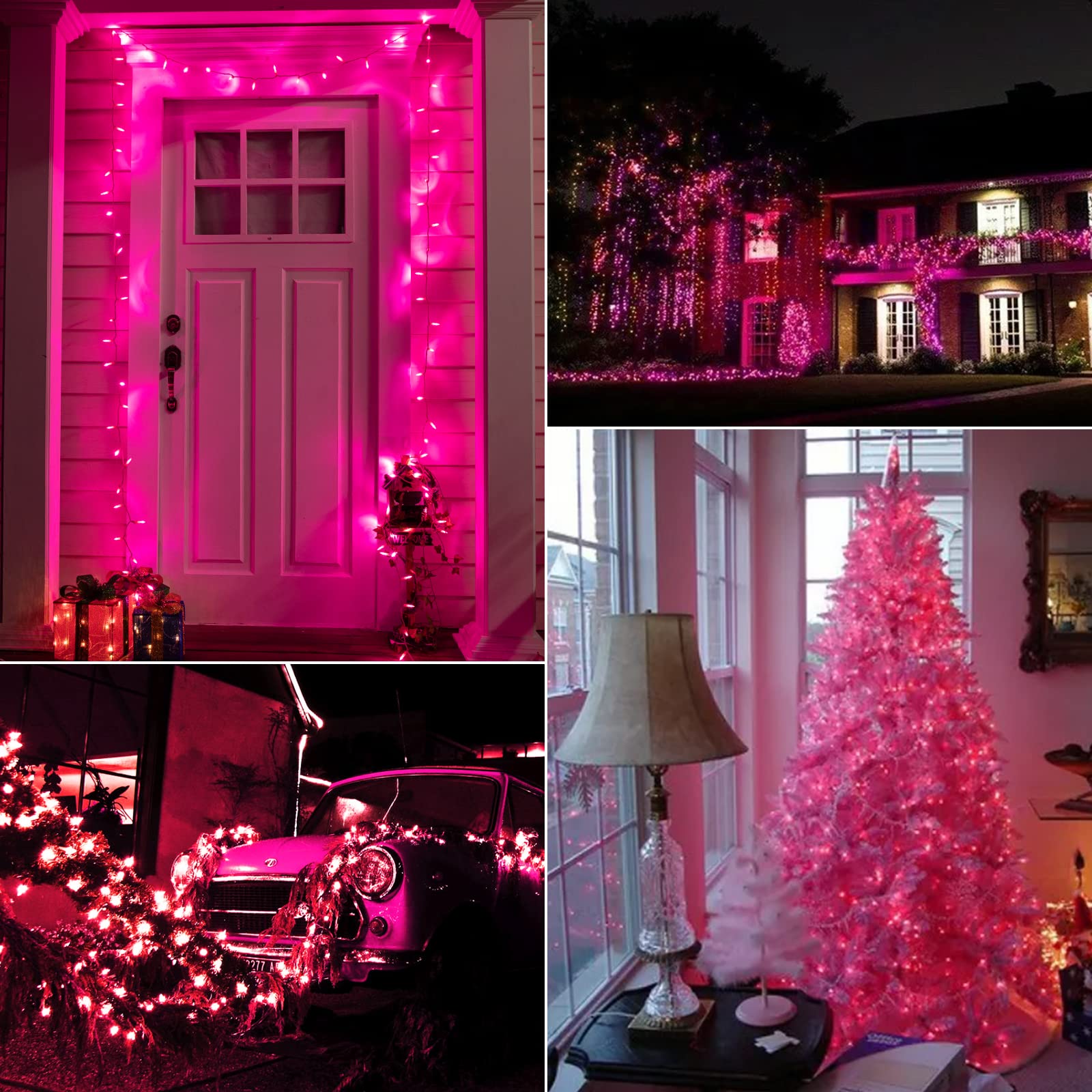 39 Feet / 100 LED / Pink / Pink Wire