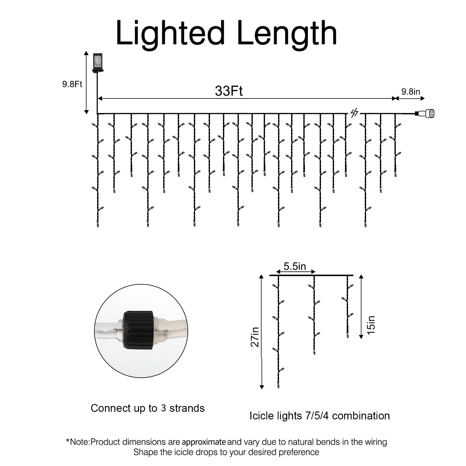 33 Feet / 72 Drops / 384 LED / Blue