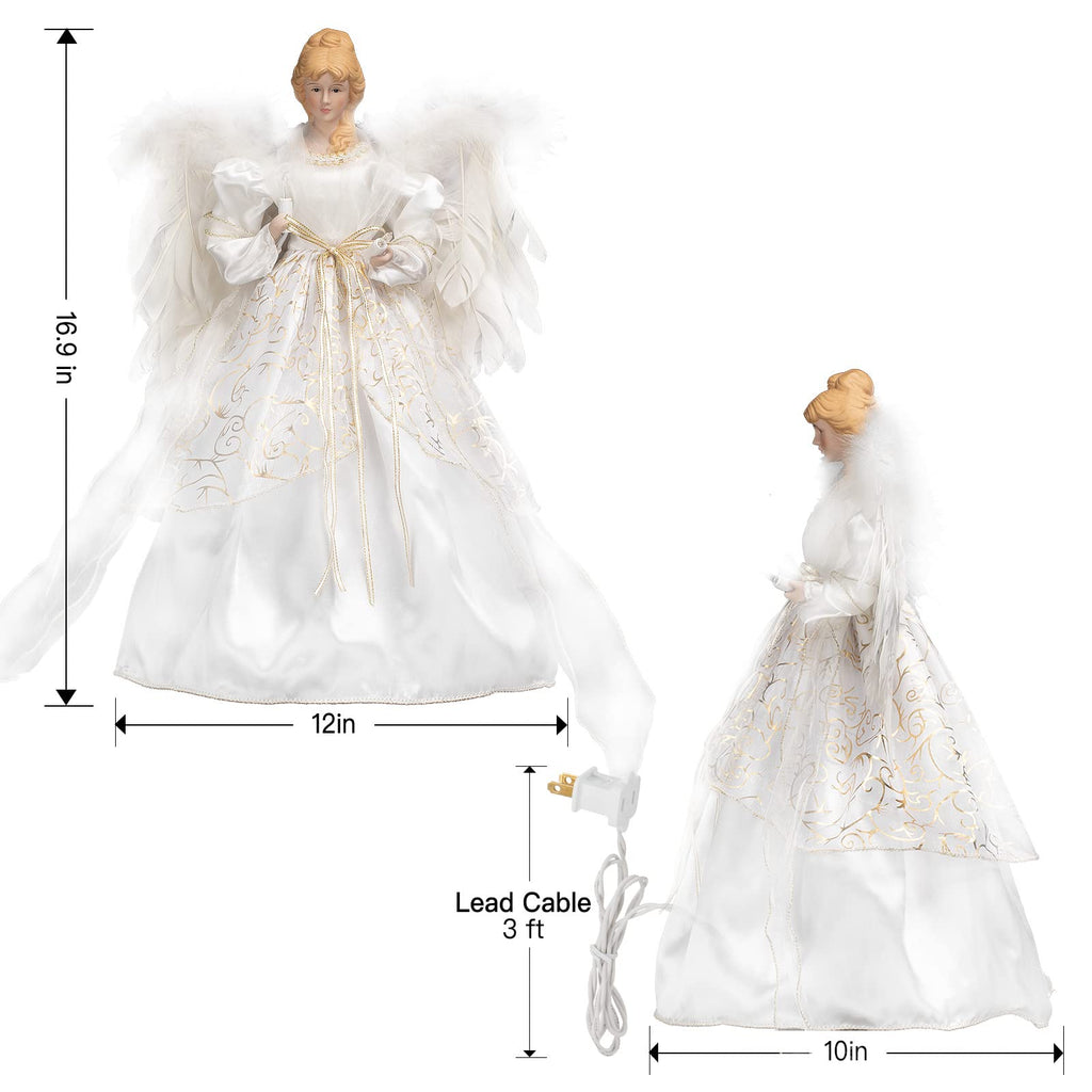 16.9 Inches / Angel with Candle / Warm White