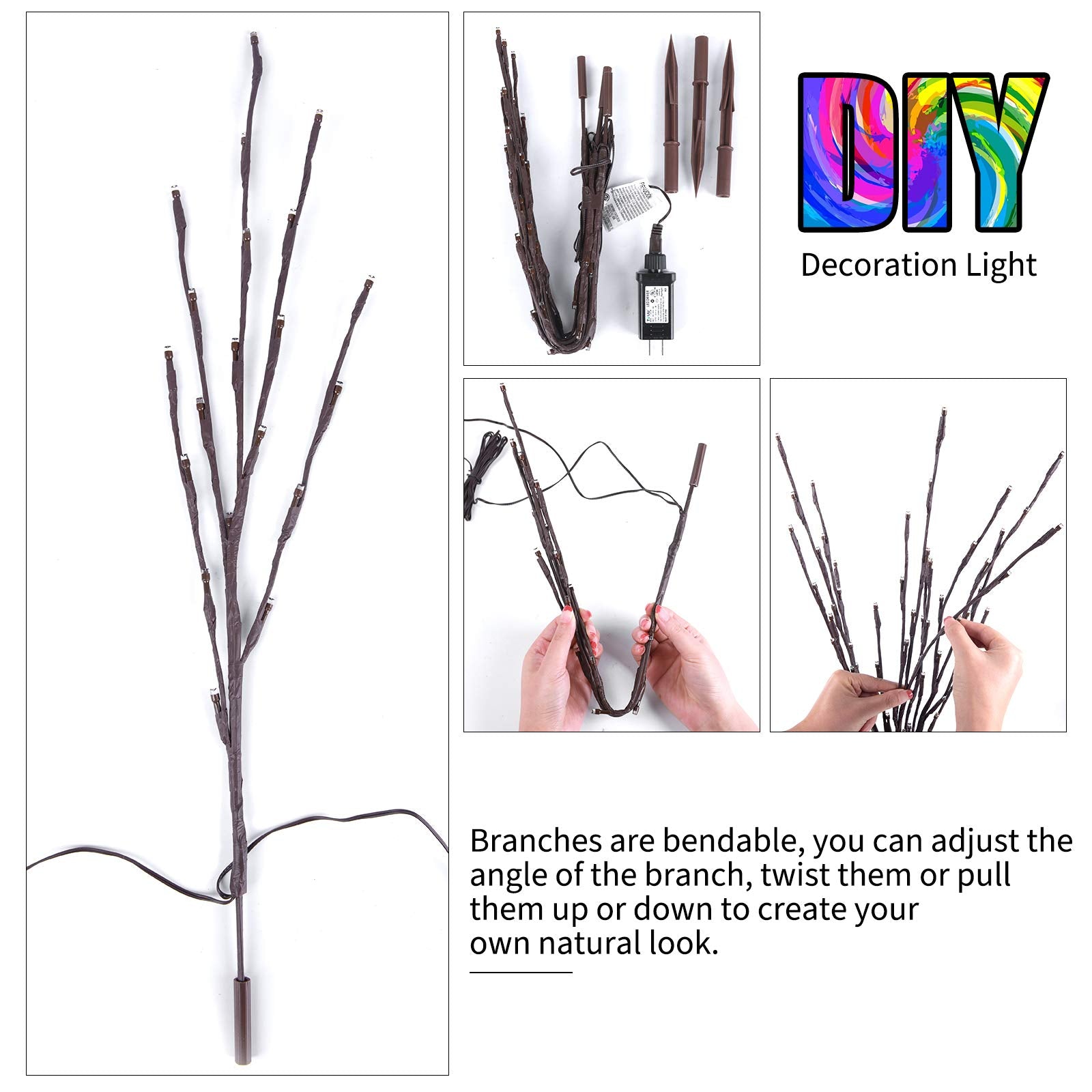 24 Inches / 3 Branches / 60 LED / Multicolor