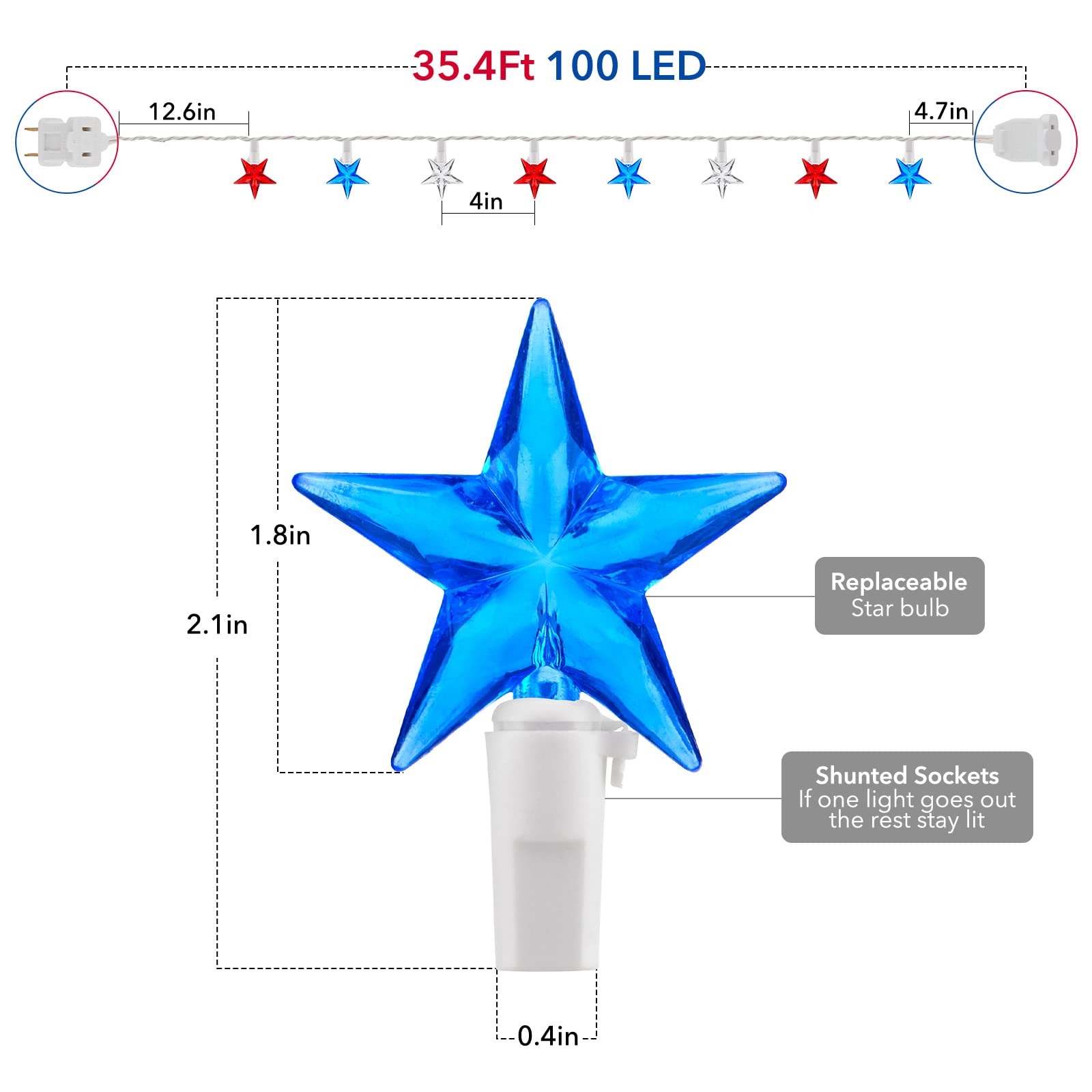 35.4 Feet / 100 LED / No Remote