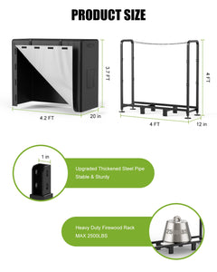 Firewood Rack Outdoor with Cover, 4 Feet